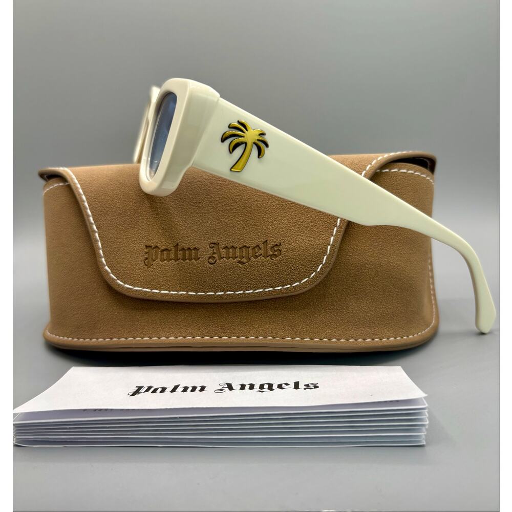 NIB Palm Angels Sunglasses - White Frame, Gradient Blue Lens